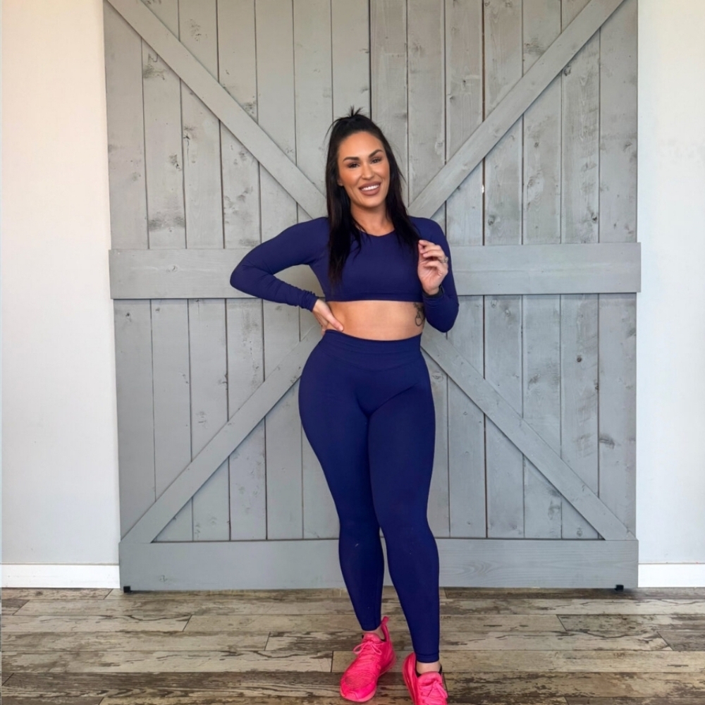 Fitbooty long sleeve open back contour set size L